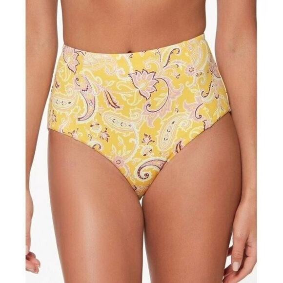 Sanctuary High Waisted Yellow Paisley Bikini Swim Bottom Size S - Picture 1 of 8